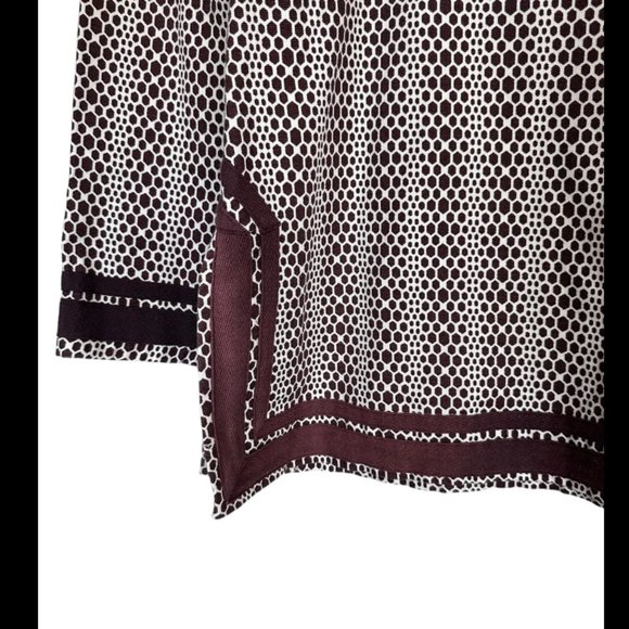 Tory Burch Brown White Honeycomb V Neck Size 6 - Picture 2 of 5